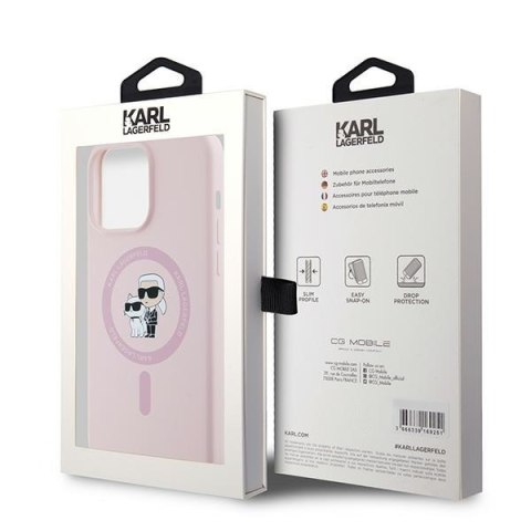 Karl Lagerfeld KLHMP15LSCMKCRHP iPhone 15 Pro 6.1" różowy/pink hardcase Silicone Karl & Choupette MagSafe