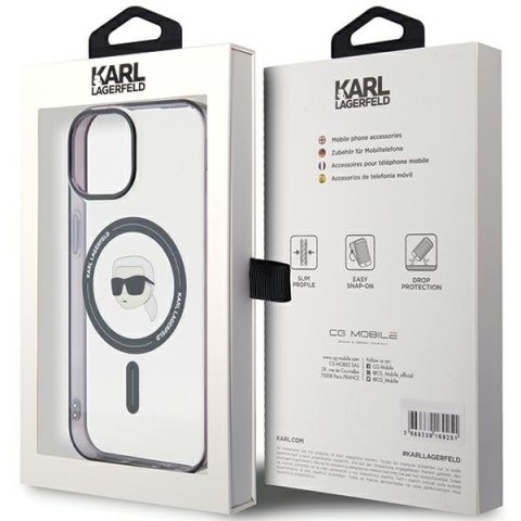 Karl Lagerfeld KLHMP15SHKHNOTK iPhone 15 / 14 / 13 6.1" transparent hardcase IML Karl`s Head MagSafe