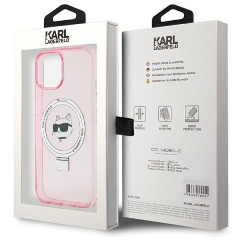 Karl Lagerfeld KLHMP15SHMRSCHP iPhone 15 / 14 / 13 6.1" różowy/pink hardcase Ring Stand Choupette Head MagSafe