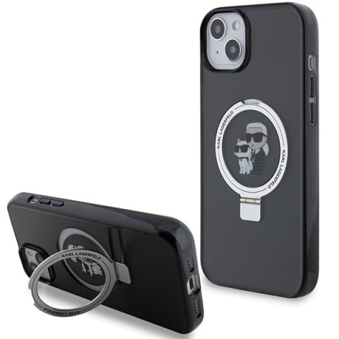 Karl Lagerfeld KLHMP15SHMRSKCK iPhone 15 / 14 / 13 6.1" czarny/black hardcase Ring Stand Karl&Choupettte MagSafe