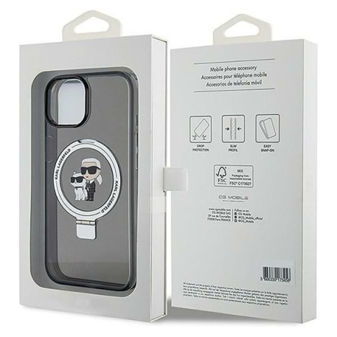 Karl Lagerfeld KLHMP15SHMRSKCK iPhone 15 / 14 / 13 6.1" czarny/black hardcase Ring Stand Karl&Choupettte MagSafe