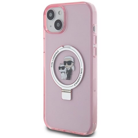 Karl Lagerfeld KLHMP15SHMRSKCP iPhone 15 / 14 / 13 6.1" różowy/pink hardcase Ring Stand Karl&Choupettte MagSafe