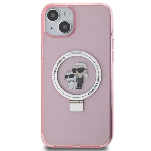 Karl Lagerfeld KLHMP15SHMRSKCP iPhone 15 / 14 / 13 6.1" różowy/pink hardcase Ring Stand Karl&Choupettte MagSafe