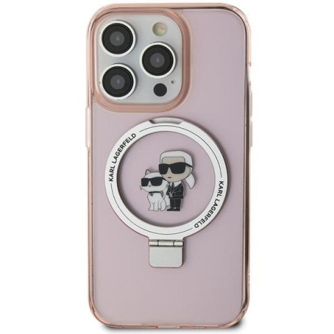 Karl Lagerfeld KLHMP15SHMRSKCP iPhone 15 / 14 / 13 6.1" różowy/pink hardcase Ring Stand Karl&Choupettte MagSafe
