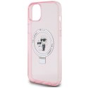 Karl Lagerfeld KLHMP15SHMRSKCP iPhone 15 / 14 / 13 6.1" różowy/pink hardcase Ring Stand Karl&Choupettte MagSafe
