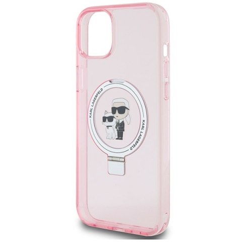 Karl Lagerfeld KLHMP15SHMRSKCP iPhone 15 / 14 / 13 6.1" różowy/pink hardcase Ring Stand Karl&Choupettte MagSafe