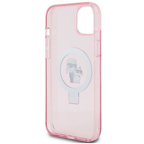 Karl Lagerfeld KLHMP15SHMRSKCP iPhone 15 / 14 / 13 6.1" różowy/pink hardcase Ring Stand Karl&Choupettte MagSafe