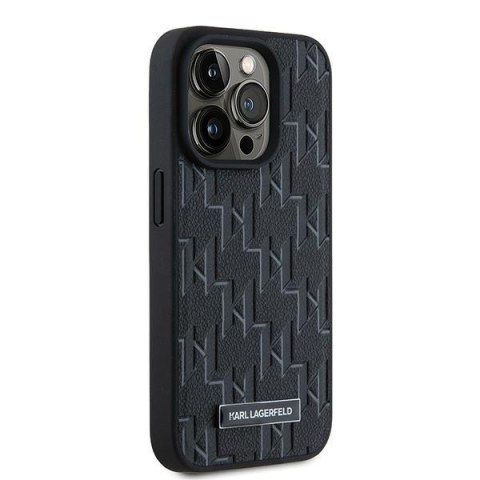 Karl Lagerfeld KLHMP15XPKHPORPK iPhone 15 Pro Max 6.7" hardcase czarny/black Leather Monogram Metal Logo MagSafe
