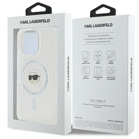 Karl Lagerfeld KLHMP16XHLSKIH iPhone16 Pro Max 6.9" biały/white hardcase IML Metal Karl Head MagSafe