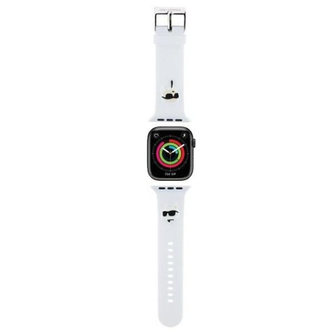 Karl Lagerfeld Pasek KLAWMSLKCNH AppleWatch 38/40/41mm biały/white strap 3D Rubber Karl&Choupette Heads