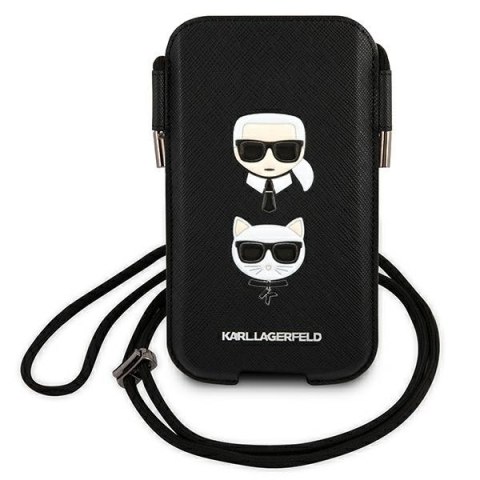 Karl Lagerfeld Torebka KLHCP12MOPHKCK6,1" czarny/black hardcase Saffiano Ikonik Karl&Choupette Head