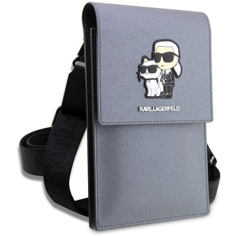 Karl Lagerfeld Torebka KLWBSAKCPMGsrebrny/silver Saffiano Karl & Choupette