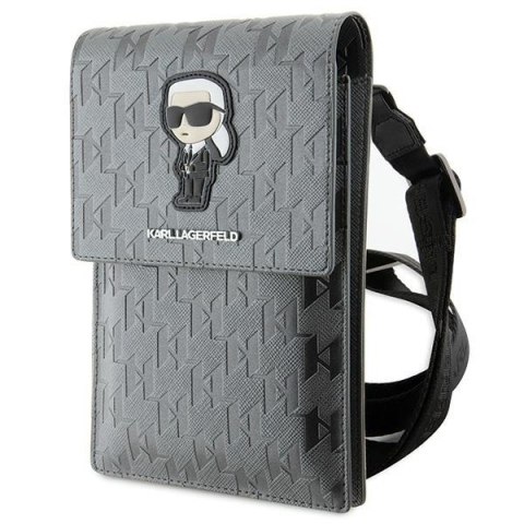 Karl Lagerfeld Torebka KLWBSAKHPKGsrebrny/silver Saffiano Monogram Ikonik