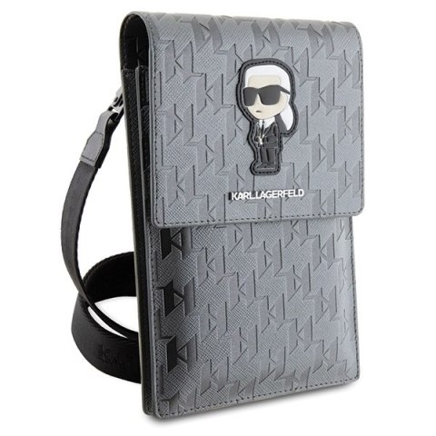 Karl Lagerfeld Torebka KLWBSAKHPKGsrebrny/silver Saffiano Monogram Ikonik