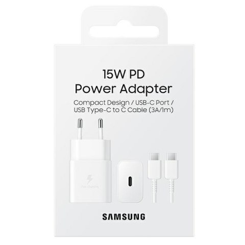 Ład. siec. Samsung EP-T1510XW 15WFast Charge + kabel USB-C/USB-C biały/white