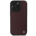 Mercedes MEHMP16L23RBGVR iPhone 16 Pro 6.3" czerwony/red hardcase MB Wood Imitation Leather MagSafe