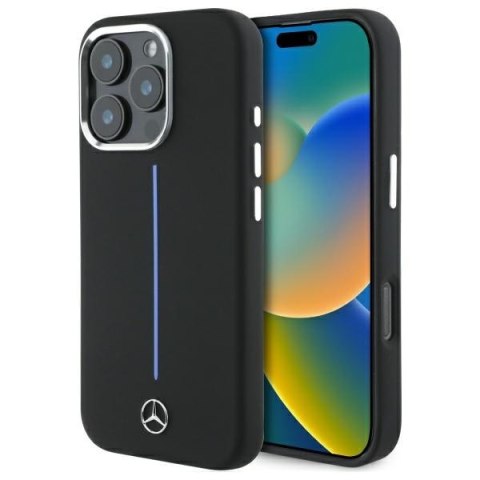 Mercedes MEHMP16L23SUMBK iPhone 16Pro 6.3" czarny/black hardcase Silicone Blue Stripe MagSafe