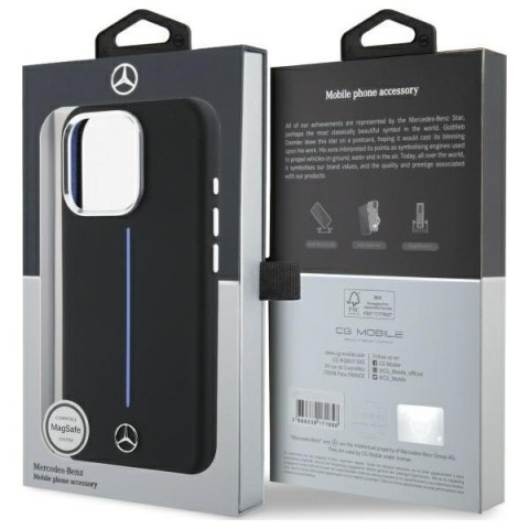 Mercedes MEHMP16L23SUMBK iPhone 16Pro 6.3" czarny/black hardcase Silicone Blue Stripe MagSafe