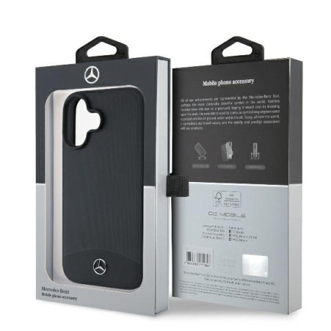 Mercedes MEHMP16S23RBARK iPhone16 6.1" czarny/black hardcase Textured And Plain Leather MagSafe