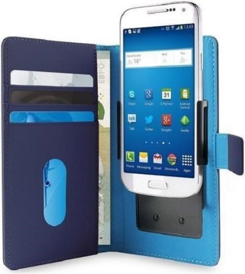 PURO Smart Wallet XL etui uniwersalne niebieskie/blue 5.1" z uchwytem foto oraz kieszeniami na karty i pieniądze UNIWALLET3BLUEX