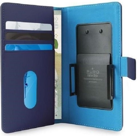 PURO Smart Wallet XL etui uniwersalneniebieskie/blue 5.1" z uchwytem foto oraz kieszeniami na karty i pieniądze UNIWALLET3BLUEXL