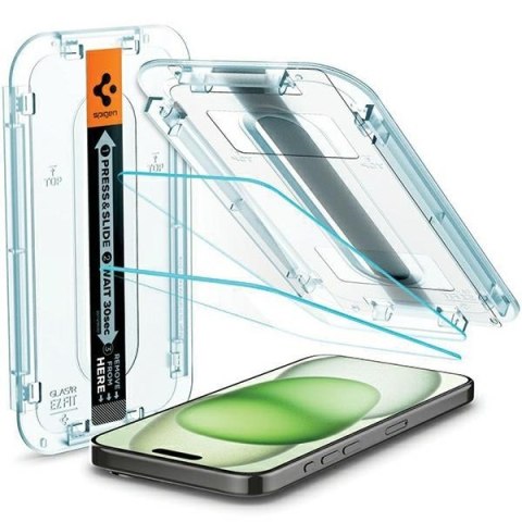 Spigen Glas.TR iPhone 15 / 16 6.1" "EZ FIT" 2 szt. clear szkło hartowane AGL06903