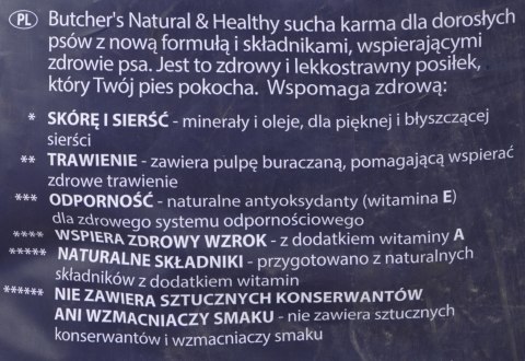 Butcher's Natural&Healthy z wołowiną - sucha karma dla psa - 10 kg