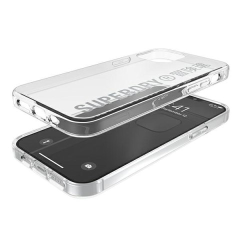 SuperDry Snap iPhone 12/12 Pro Clear Case srebrny/silver 42591