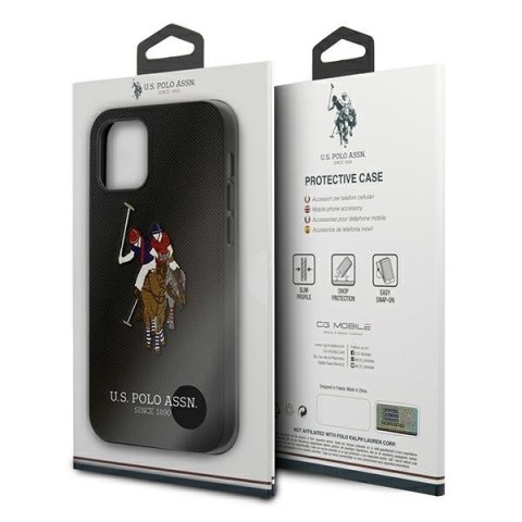 US Polo USHCP12MPUGFLBK iPhone 12/12 Pro6,1" czarny/black Polo Embroidery Collection