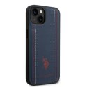 US Polo USHCP14MPFAV iPhone 14 Plus / 15 Plus 6.7" granatowy/navy blue Leather Stitch