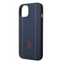 US Polo USHCP14MPFAV iPhone 14 Plus / 15 Plus 6.7" granatowy/navy blue Leather Stitch