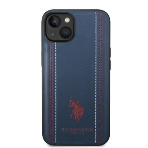 US Polo USHCP14SPFAV iPhone 14 / 15 / 13 6,1" granatowy/navy blue Leather Stitch