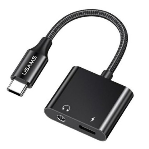 USAMS AU15 Adapter USB-C - jack 3.5m DAC + USB-C PD60W czarny/black SJ598YPTC01 (US-SJ598)