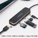 USAMS Adapter HUB 2xUSB + USB-C + HDMI+ Micro SD+SD czarny/black SJ575HUB01 (US-SJ575)