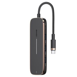 USAMS Adapter HUB 3xUSB + USB-C + HDMI czarny/black SJ578HUB01 (US-SJ578)