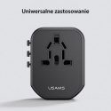 USAMS Adapter siec 2xUSB+1xUSB-C T59 20W4w1 US/AU/EU/UK czarny/black CC179TC01 (US-CC179) Universal Travel Charger