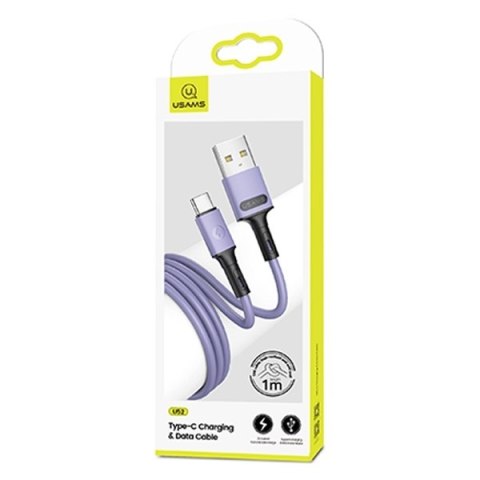 USAMS Kabel U52 USB-C 2A Fast Charge 1mpurpurowy/purple SJ436USB04 (US-SJ436)