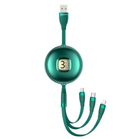 USAMS Kabel U69 3w1 1m zielony/green (lightning/microUSB/USB-C) SJ508USB03 (US-SJ508)