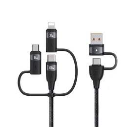 USAMS Kabel U85 2xUSB-C/USB/Micro-USB/ Lightning 6w1 1,2m 100W PD Fast Charge czarny/black SJ645USB01 (US-SJ645)