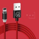 USAMS Kabel magnetyczny U-Sure lightning 1m 2.1A pleciony czerwony/red SJ292USB02 (US-SJ292)