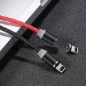 USAMS Kabel magnetyczny U-Sure lightning1m 2.1A pleciony czerwony/red SJ292USB02 (US-SJ292)