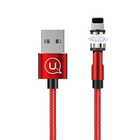 USAMS Kabel magnetyczny U59 lightning 2.1A Fast Charge 1m pleciony czerwony/red SJ472USB02 (US-SJ472) regulowany kąt