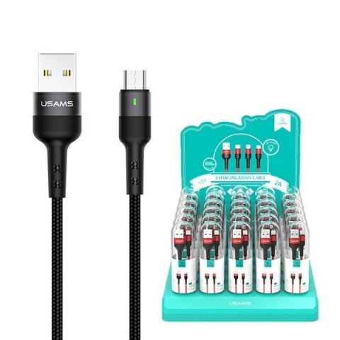 USAMS Kabel pleciony U26 microUSB 1m 1szt. for set 2A Fast Charging czarny/black SJ312MC01 (US-SJ312) SJ312USB01