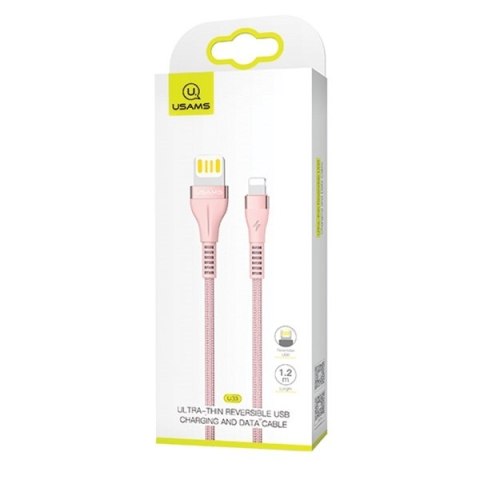 USAMS Kabel pleciony U33 lightning 1,2m 2A Fast Charging różowy/pink SJ360USB03 (US-SJ360)