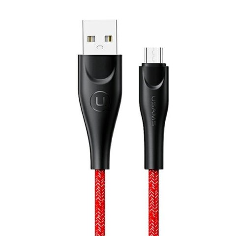 USAMS Kabel pleciony U41 microUSB 2m 2A czerwony/red SJ396USB02 (US-SJ396) Fast Charge