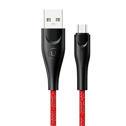 USAMS Kabel pleciony U41 microUSB 3m 2A czerwony/red SJ399USB02 (US-SJ399) Fast Charge