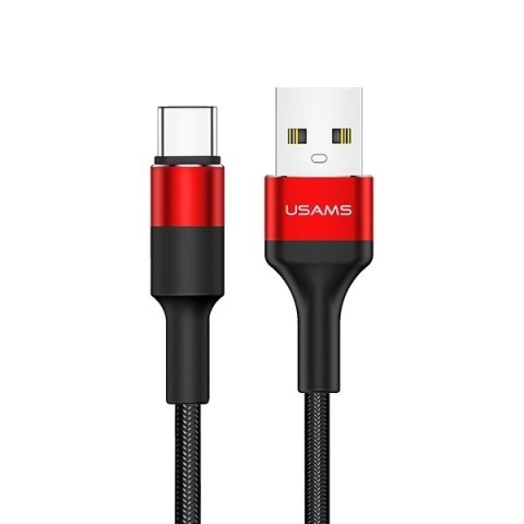 USAMS Kabel pleciony U5 2A USB-C czerwon y/red 1,2m SJ221TC02 (US-SJ221)