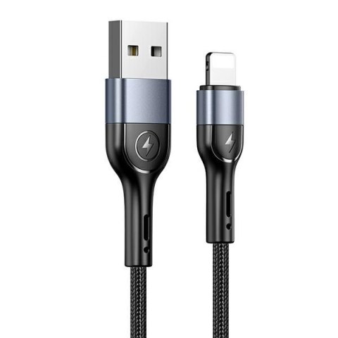 USAMS Kabel pleciony U55 2A lightning czarny/black 1m SJ448USB01 (US-SJ448)