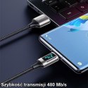 USAMS Kabel pleciony U78 USB-C 1.2m LED 6A Fast Charging biały/white SJ544USB02 (US-SJ544)