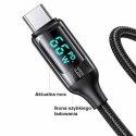 USAMS Kabel pleciony U78 USB-C 1.2m LED 6A Fast Charging czarny/black SJ544USB01 (US-SJ544)